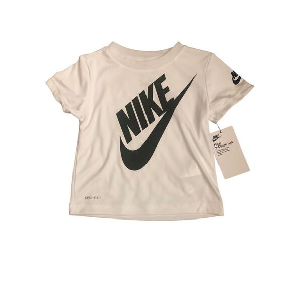 Nike Baby 2pc Dri-fit Tee and Shorts set Size 24M White/ Midnight Navy - Picture 4 of 8